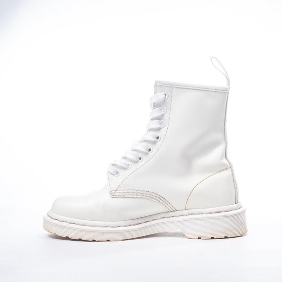 Dr Martens 14357 Mono All White Smooth Leather Boots Combat Women's sz 6 - Picture 5 of 9